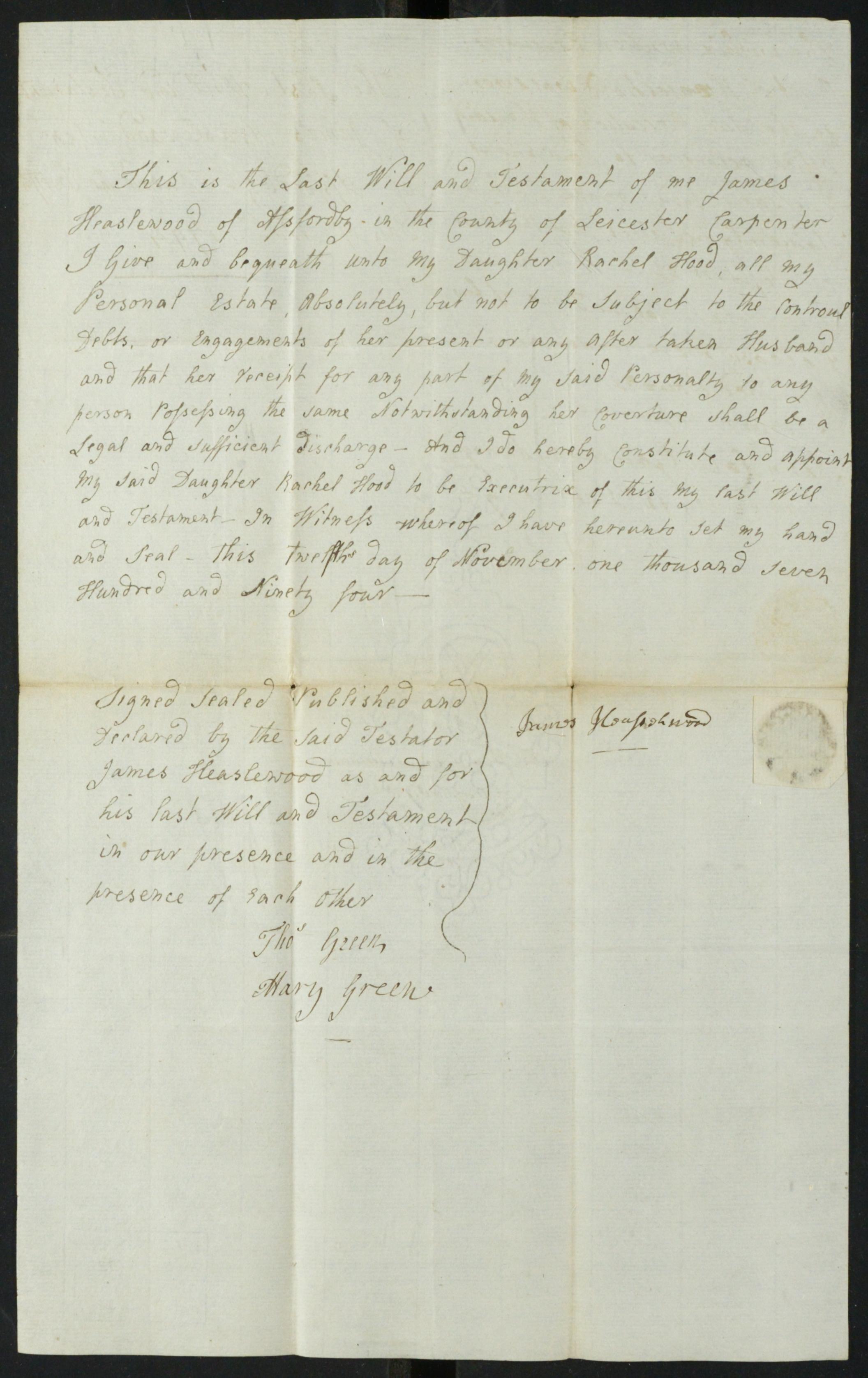 James' Will of 1795